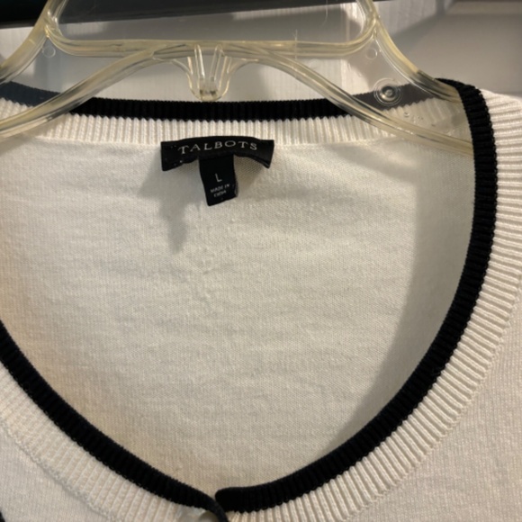 Talbots Ivory & Black Cardigan Size L - Picture 5 of 7